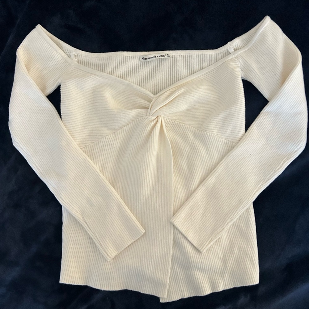 Abercrombie & Fitch Cream Off-the-Shoulder Sweater